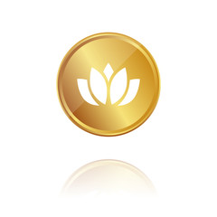 Blüte - Gold Münze mit Reflektion