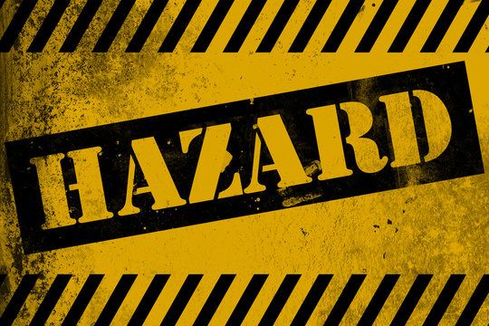 Hazard sign yellow with stripes