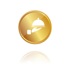 Kellner - Ober - Restaurant - Gold Münze mit Reflektion