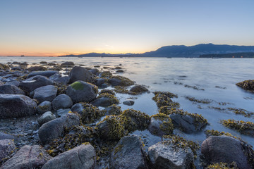 Fototapeta na wymiar Sunset at Kitsilano Beach, Vancouver Canada