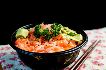 Handmade japanese food Mix Sashimi Chirashi Rice Bowl