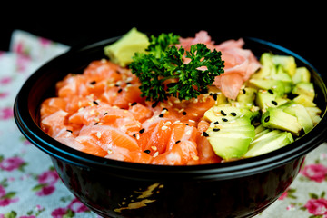 Handmade japanese food Mix Sashimi Chirashi Rice Bowl