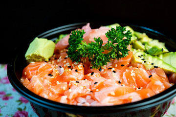 Handmade japanese food Mix Sashimi Chirashi Rice Bowl