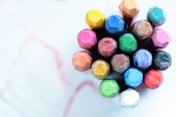 Colorful crayons on  white background