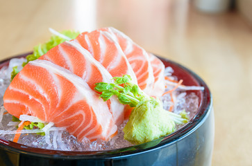 Salmon, raw fish, sashimi set, Japanese food.