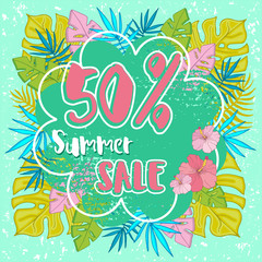 Summer sale background with tropical palm leaves_14