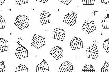 Cupcakes seamless pattern