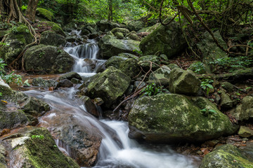 Krok-E-Dok waterfall and rain forest on mountain in Khao Yai National park, Thailand.