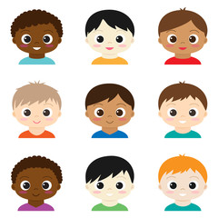 Set of vector cute boys