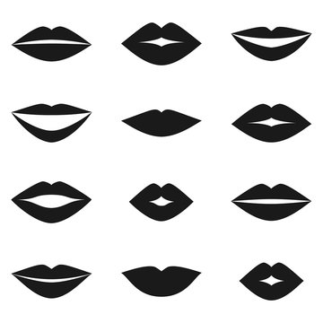 Different women's lips vector set