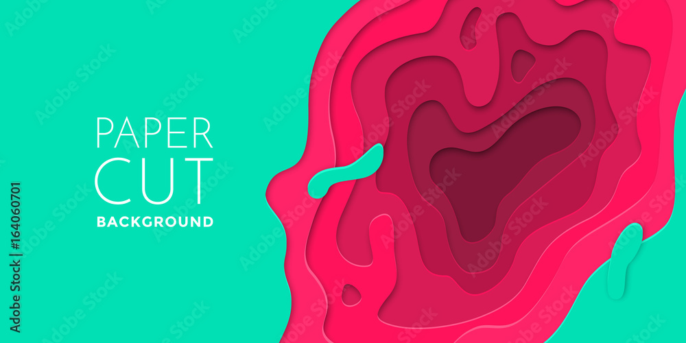Poster topography paper cut multi layers color effect, papercut vector art background texture