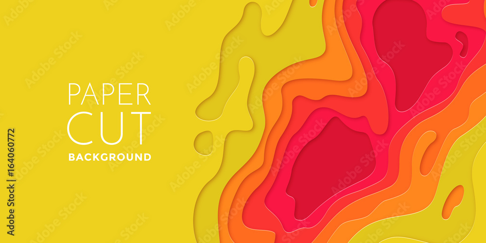 Aufkleber Multi layers color 3D papercut layers of paper cut vector art background texture. Topography effect