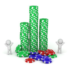 3D Characters and Poker Chips