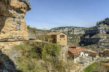Fototapeta na wymiar details of the town of Orbaneja of the Castle in Burgos, Castile and Leon, Spain