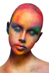 Creative art of make up, fashion model closeup portrait