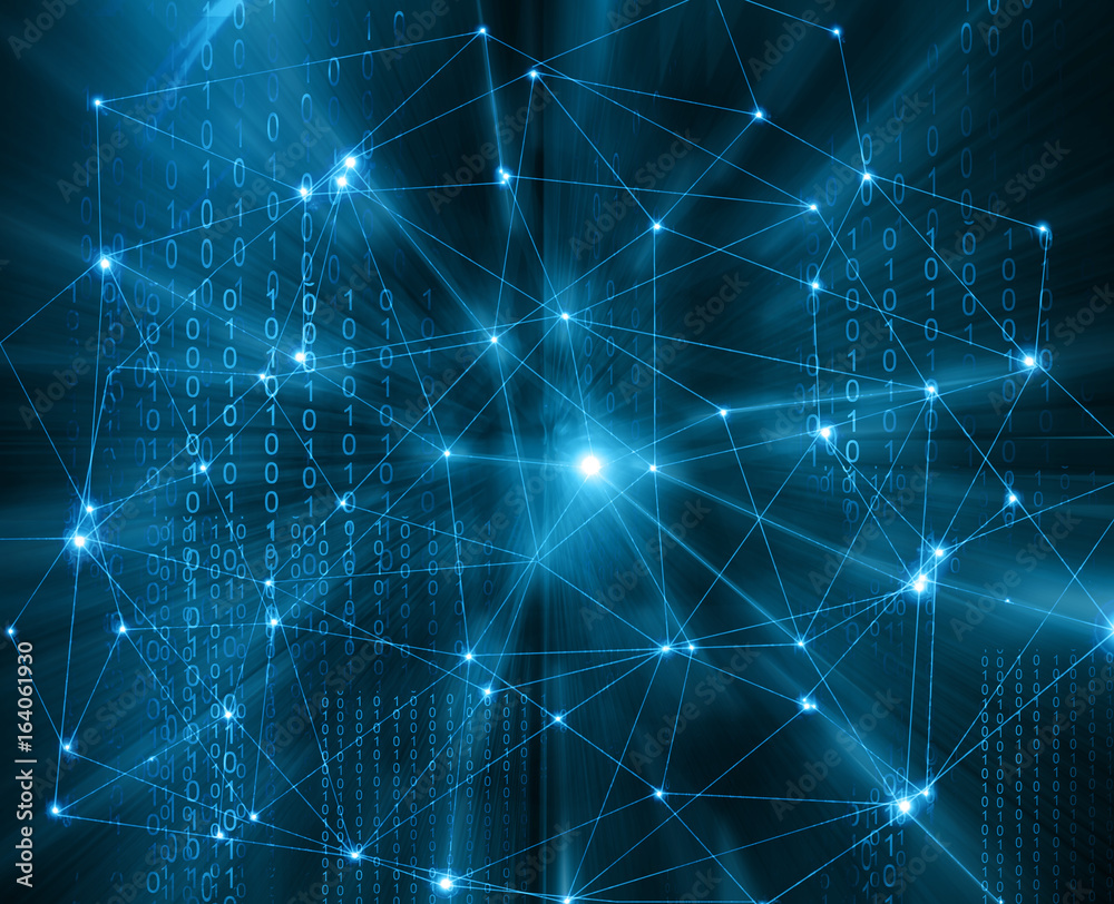 Poster abstract background with connected lines and dots for your design. smooth lines, intertwined, shinin