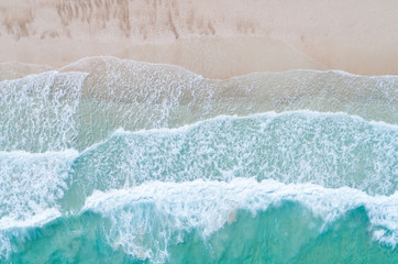 Aerial view. Top view.amazing nature background.The color of the water and beautifully bright.Azure beach with rocky mountains and clear water of Thailand ocean at sunny day.