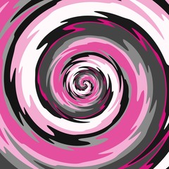 Abstract spiral in pink, gray, black and white color