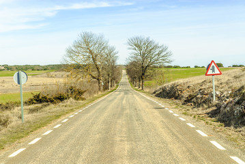 highway that gets lost in the distance in the Escalada town in the province of Burgos, Castile and Leon, Spain.