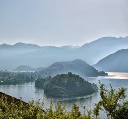 Panoramic view of the Comacina island in Lake Como