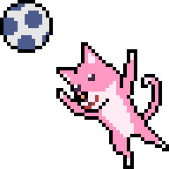 Fototapeta premium vector pixel art cat play ball