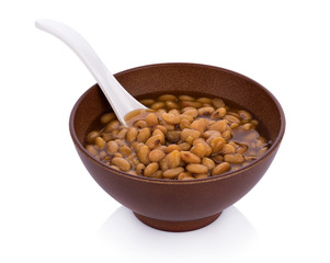 bowl of soy bean paste on white background