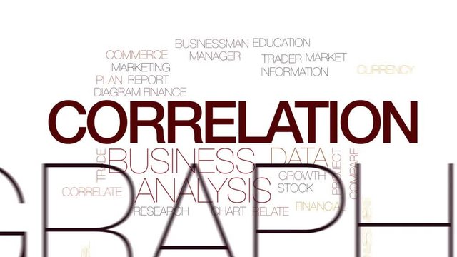 Correlation animated word cloud, text design animation. Kinetic typography.