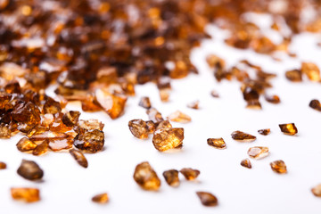 Brown Amber stones on white background