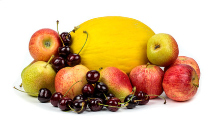 Fruits on white background
