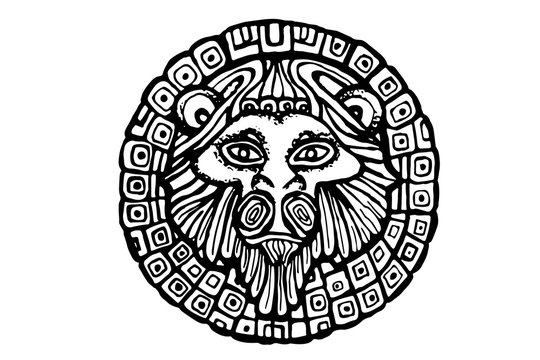 Decorative lion head icon silhouette vector illustration isolated on white
