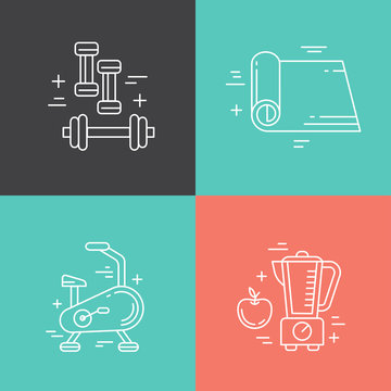 Fitness line icons