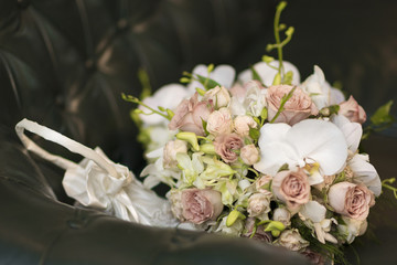 Close up of a gorgeous flower bouquet, wedding time
