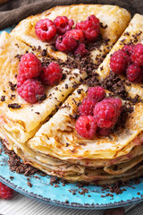 Close up pancakes with berries