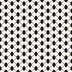 Vector ornamental seamless pattern. Elegant geometric ornament with curved lines, triangles, bows. Stylish abstract monochrome background texture. Repeat design for textile, decor, fabric, linens,