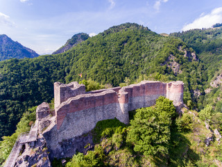 Fototapeta premium Poenari fortress near Arefu. Vlad the Impaler Castle in Transylvania