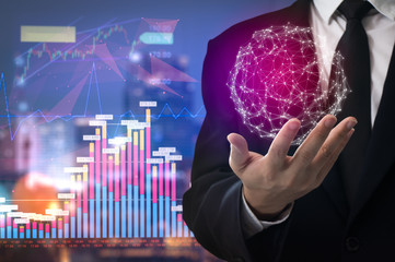 International World business Stock financial concept with businessman, His business growth and...