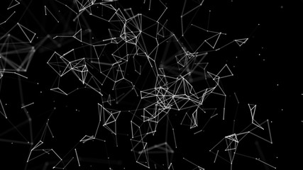 Modern computer communicate and business strategy as concept white line on black background. A small point connected to a larger network. Linking entities. Network, networking.