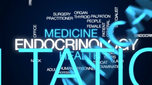 Endocrinology animated word cloud, text design animation.