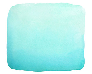 Light blue green watercolor background with stains. Blue watercolor texture. Soft pastel color.