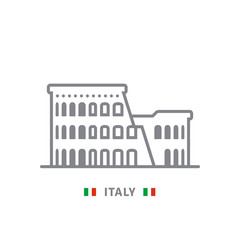 Italy icon with colosseum of Rome and italian flag