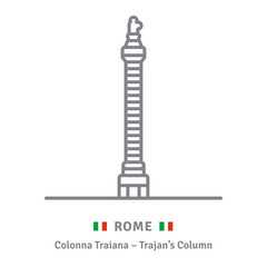 Rome icon with Trajans Column and italian flag