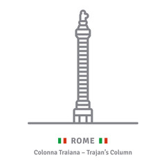 Fototapeta premium Rome icon with Trajans Column and italian flag