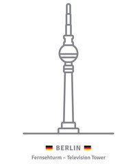 Fototapeta premium Berlin icon with television tower and German flag