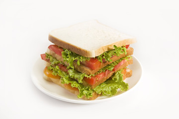 Lettuce, Cheese and Potato Salad Sandwich on Toasted Bread