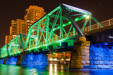 The Blue Bridge lit up in honor of National Eating Disorder Awareness Week
