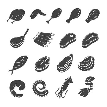 cooking meat,seafood vector,illustration