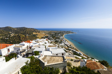 Fototapeta na wymiar View of Molos village from Chora, Skyros island, Greece. 