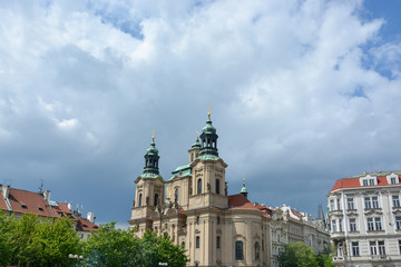 Fototapeta na wymiar The St. Nicholas' church at the old town square in Prague, Czech Republic