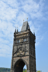 Fototapeta na wymiar The old town bridge tower at the famous Charles Bridge in Prague, Czech Republic