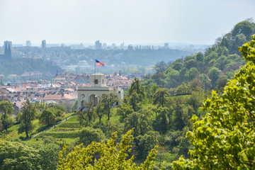 The American embassy in a park in Prague, Czech Republic